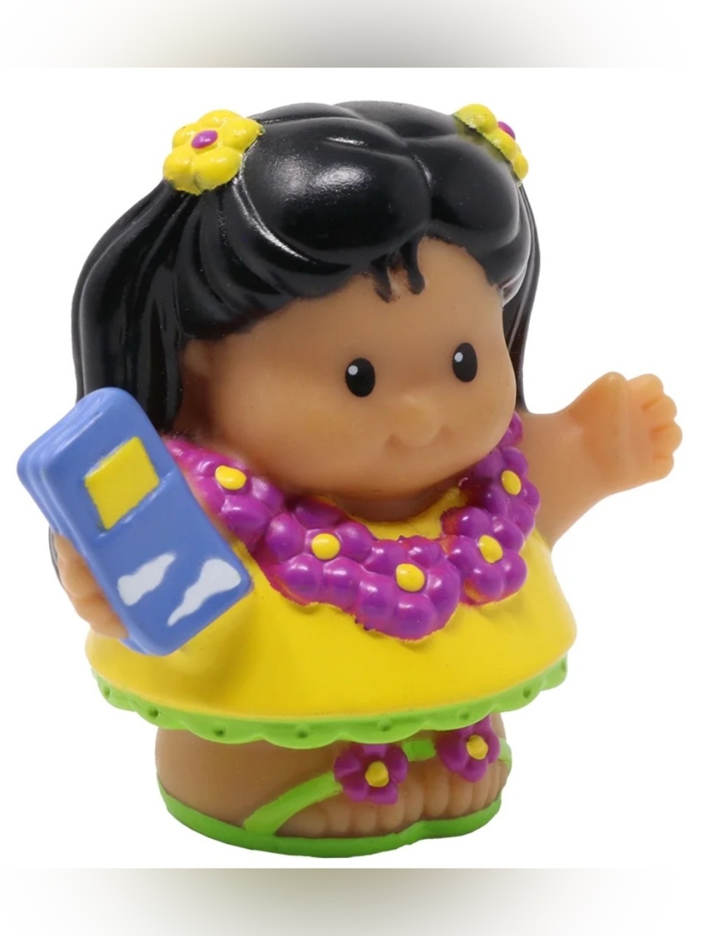Little People Hawaiian Mom or teen Carrying a Cell Phone and wearing a Lei